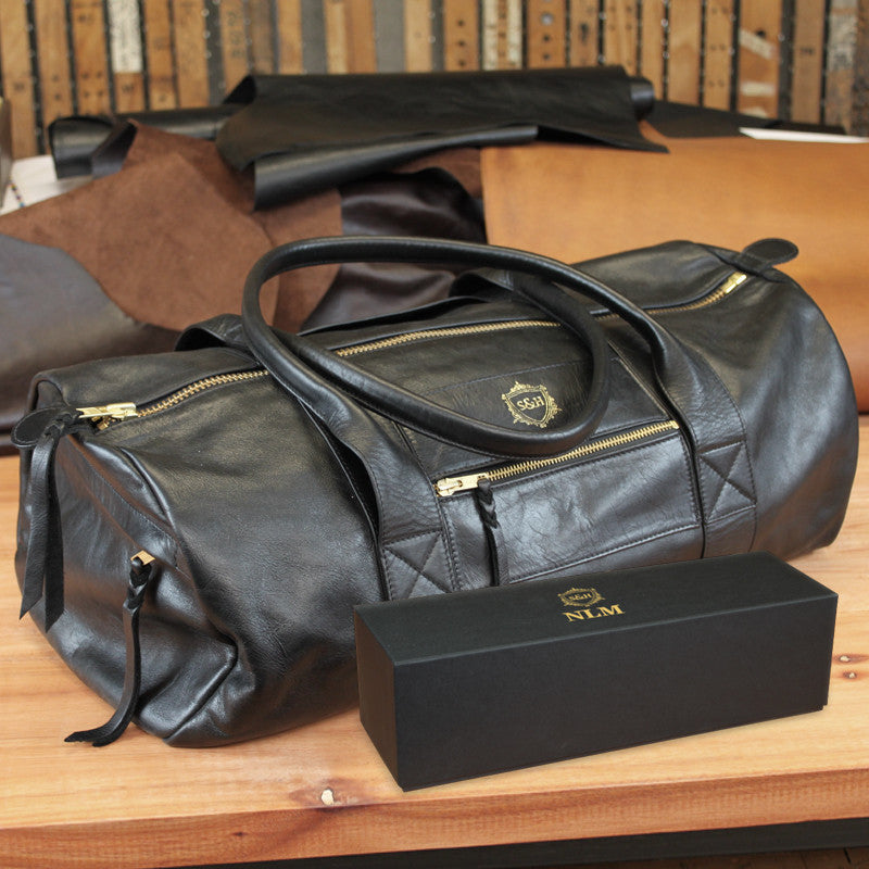 Leather Black Travel Duffel Bags Buy AOKING Leather Travel Duffel