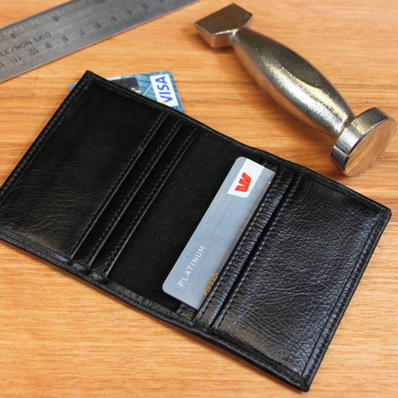 Black Leather Card Holder - Swagger & Hide | Our leather luggage accessories make the perfect gift for him All of our products are handcrafted & personalised.