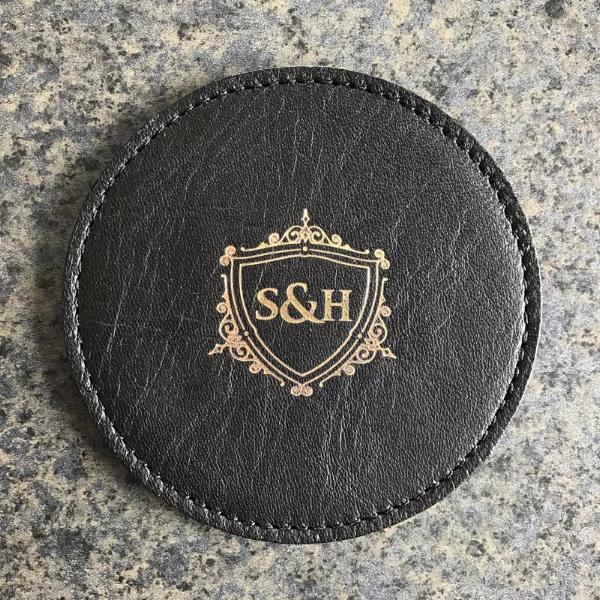 Black Leather Coaster - Swagger & Hide | Our leather luggage accessories and leather travel bags make the perfect gift for him!  All of our products are handcrafted and personalised.