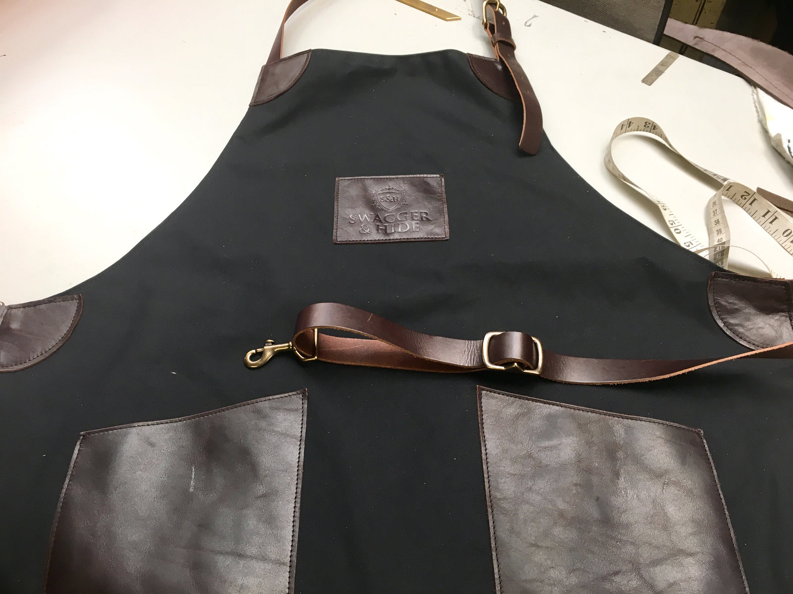 Leather and Canvas Apron - Swagger & Hide | Our leather luggage accessories and leather travel bags make the perfect gift for him!  All of our products are handcrafted and personalised.